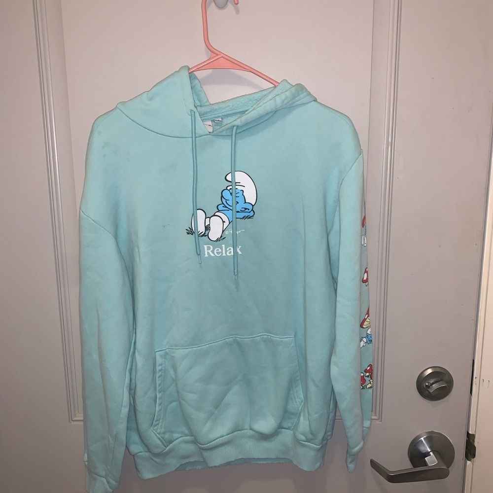 Light Blue Smurfs Hoodie Size Medium